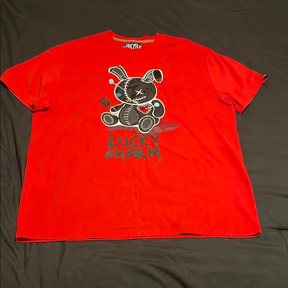 Red Graphic T-Shirt with Bunny Design